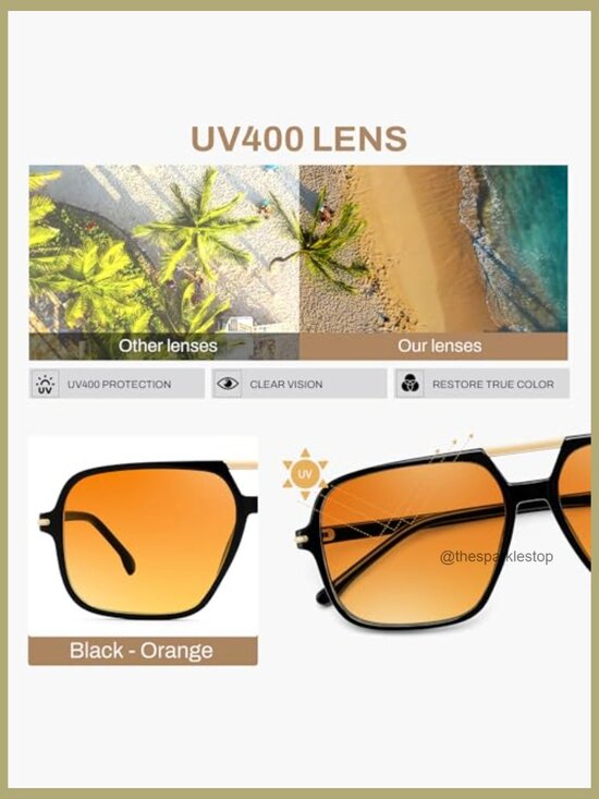 Retro Square Oversized Aviator Sunglasses UV400 for Women Men